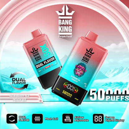 Bang King 50000 50k Puffs 2% 3% 5% Nicotine Double Taste LCD Display Disposable Vape
