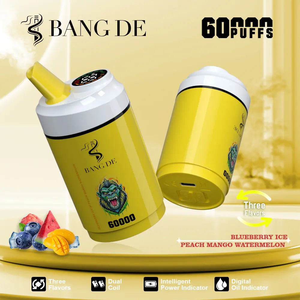 Bang DE 60000 60k Puffs 3 in 1 Flavors Newest Original Rechargeable LCD Display Disposable Vape