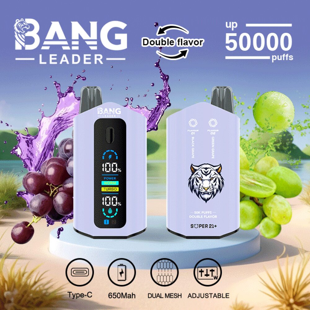 Bang Leader 50000 50K Puffs 2% 3% 5% Nicotine Double Taste LCD Display Disposable Vape
