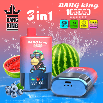Bang King 100000 100K Puffs 3 In 1 Flavors Original Rechargeable LED Display Disposable Vape