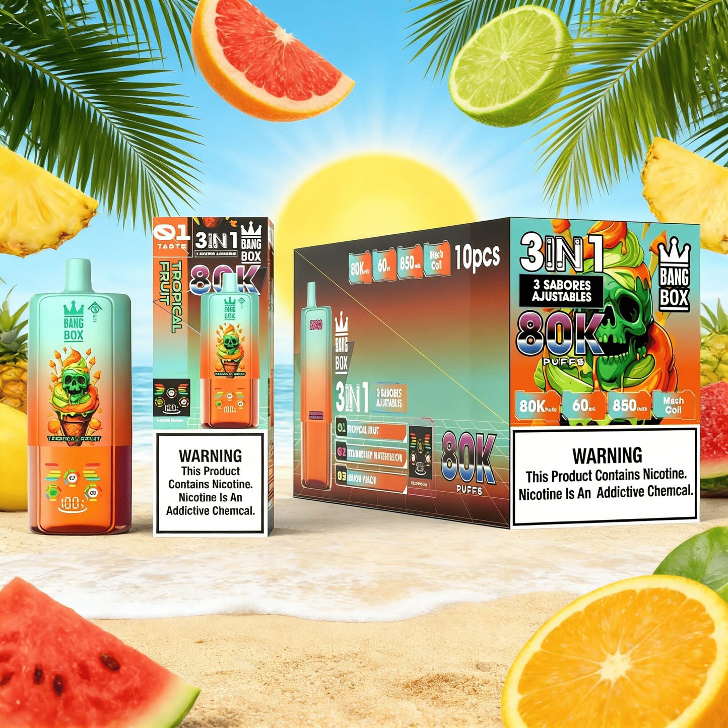 Bang Box 80000 80K Puffs 3 In 1 Flavors Original Rechargeable LED Display Disposable Vape