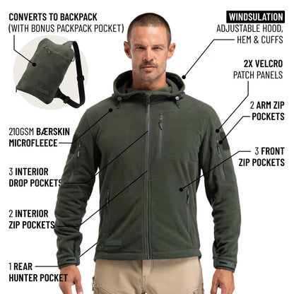 The World's Only Outdoor Hoodie That Becomes Its Own Backpack. 210gsm MicroFleece. 12 Pockets. Stuff It, Strap It, Keep Moving.