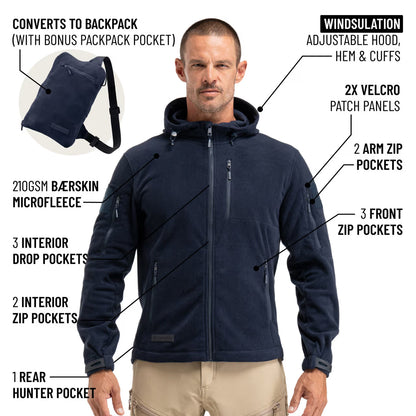 The World's Only Outdoor Hoodie That Becomes Its Own Backpack. 210gsm MicroFleece. 12 Pockets. Stuff It, Strap It, Keep Moving.