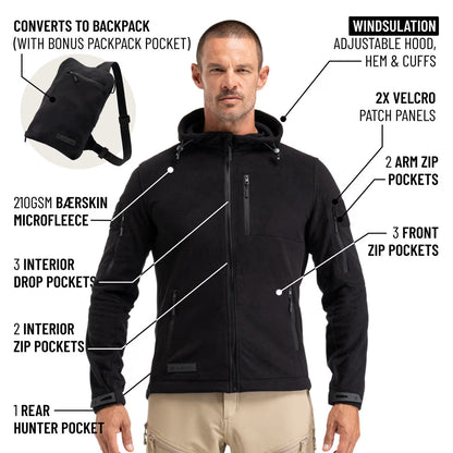 The World's Only Outdoor Hoodie That Becomes Its Own Backpack. 210gsm MicroFleece. 12 Pockets. Stuff It, Strap It, Keep Moving.