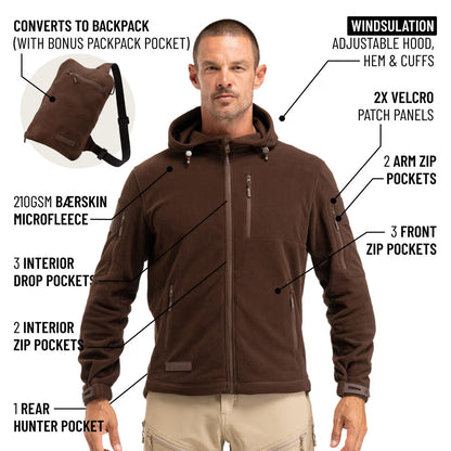 The World's Only Outdoor Hoodie That Becomes Its Own Backpack. 210gsm MicroFleece. 12 Pockets. Stuff It, Strap It, Keep Moving.