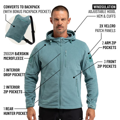 The World's Only Outdoor Hoodie That Becomes Its Own Backpack. 210gsm MicroFleece. 12 Pockets. Stuff It, Strap It, Keep Moving.