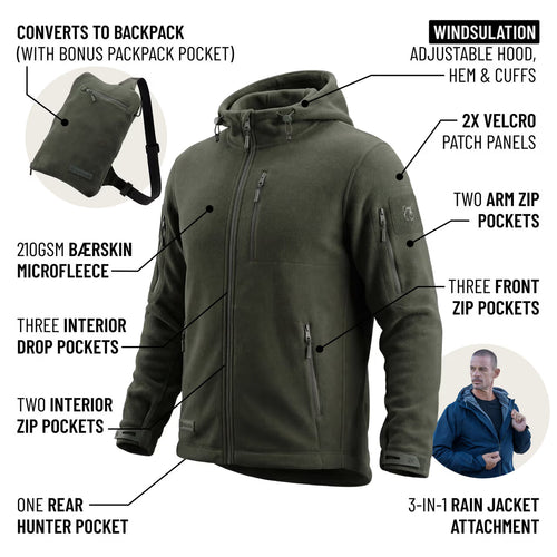 The World's Only Outdoor Hoodie That Becomes Its Own Backpack. 210gsm MicroFleece. 12 Pockets. Stuff It, Strap It, Keep Moving.