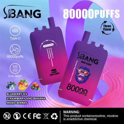 Bang Leader 80000 80K Puffs 3 in 1 Flavors Newest Original Rechargeable Disposable Vape