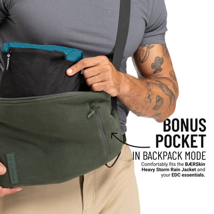 The World's Only Outdoor Hoodie That Becomes Its Own Backpack. 210gsm MicroFleece. 12 Pockets. Stuff It, Strap It, Keep Moving.