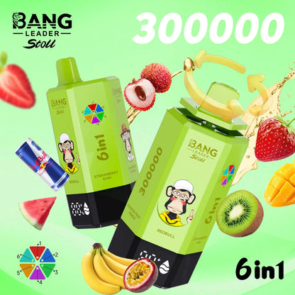 Bang Leader 300K 300000 Puffs 6-in-1 Flavors Rechargeable LED Display Disposable Vape