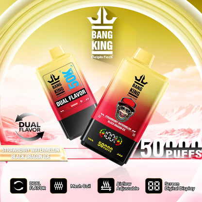 Bang King 50000 50k Puffs 2% 3% 5% Nicotine Double Taste LCD Display Disposable Vape