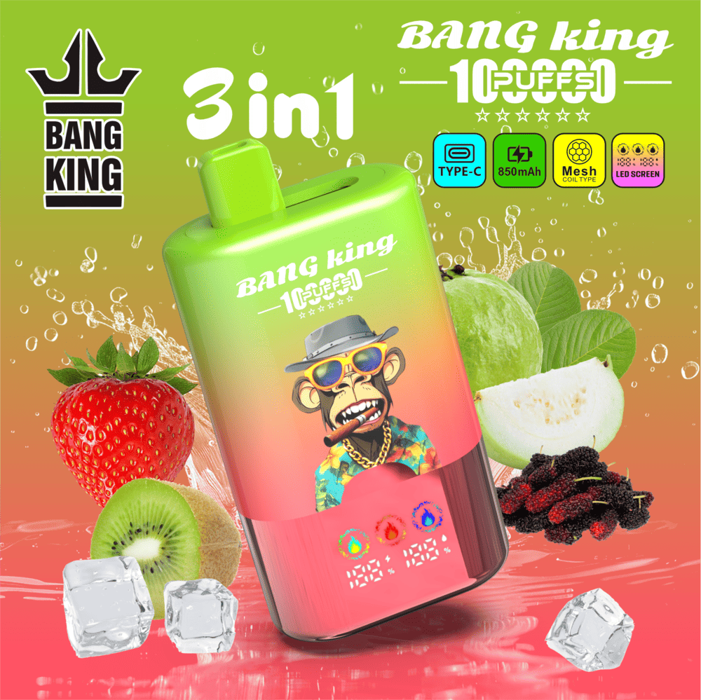Bang King 100000 100K Puffs 3 In 1 Flavors Original Rechargeable LED Display Disposable Vape