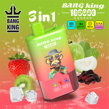 Bang King 100000 100K Puffs 3 In 1 Flavors Original Rechargeable LED Display Disposable Vape