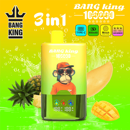 Bang King 100000 100K Puffs 3 In 1 Flavors Original Rechargeable LED Display Disposable Vape