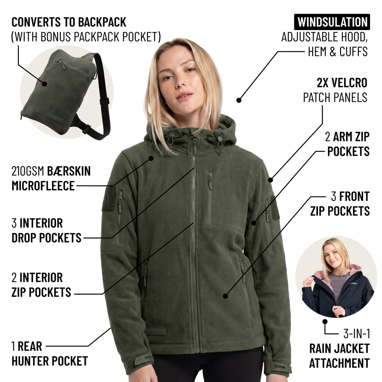 The World's Only Outdoor Hoodie That Becomes Its Own Backpack. 210gsm MicroFleece. 12 Pockets. Stuff It, Strap It, Keep Moving.