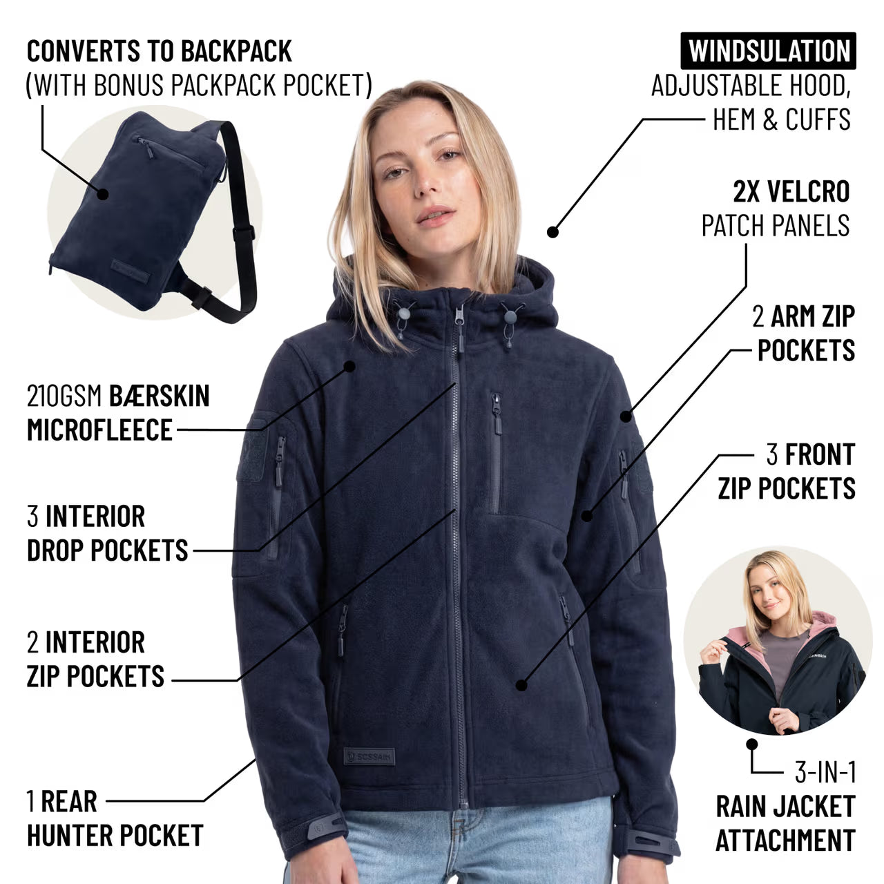 The World's Only Outdoor Hoodie That Becomes Its Own Backpack. 210gsm MicroFleece. 12 Pockets. Stuff It, Strap It, Keep Moving.