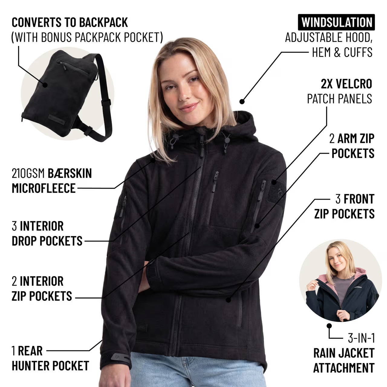 The World's Only Outdoor Hoodie That Becomes Its Own Backpack. 210gsm MicroFleece. 12 Pockets. Stuff It, Strap It, Keep Moving.