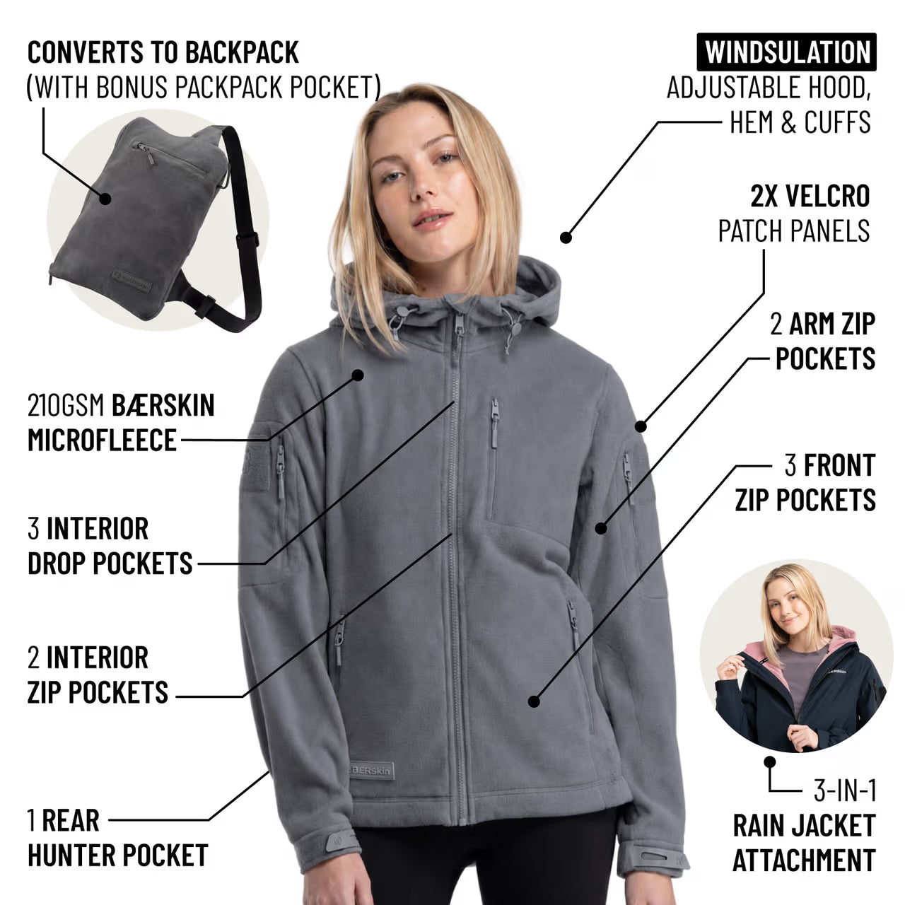 The World's Only Outdoor Hoodie That Becomes Its Own Backpack. 210gsm MicroFleece. 12 Pockets. Stuff It, Strap It, Keep Moving.