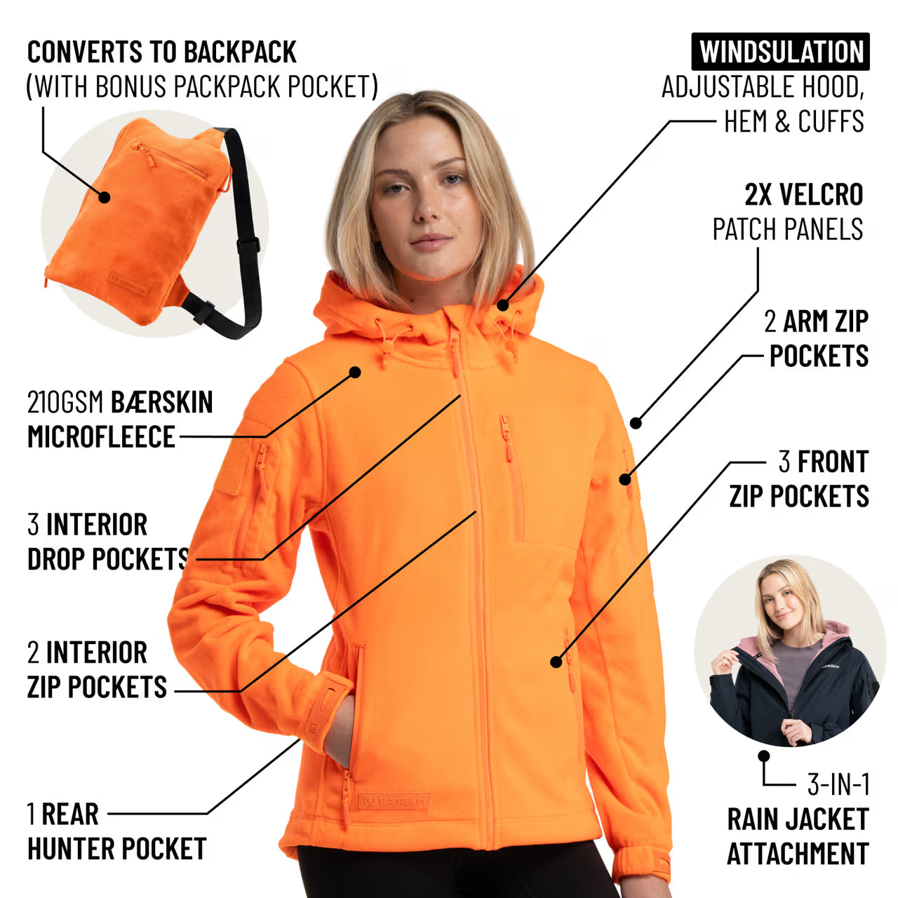 The World's Only Outdoor Hoodie That Becomes Its Own Backpack. 210gsm MicroFleece. 12 Pockets. Stuff It, Strap It, Keep Moving.