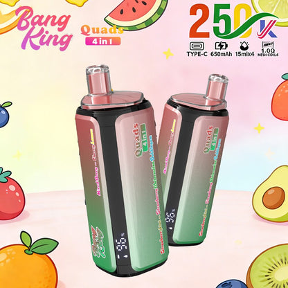 Bang King 250000 250K Puffs 4 In 1 Flavors Original Rechargeable LED Display Disposable Vape