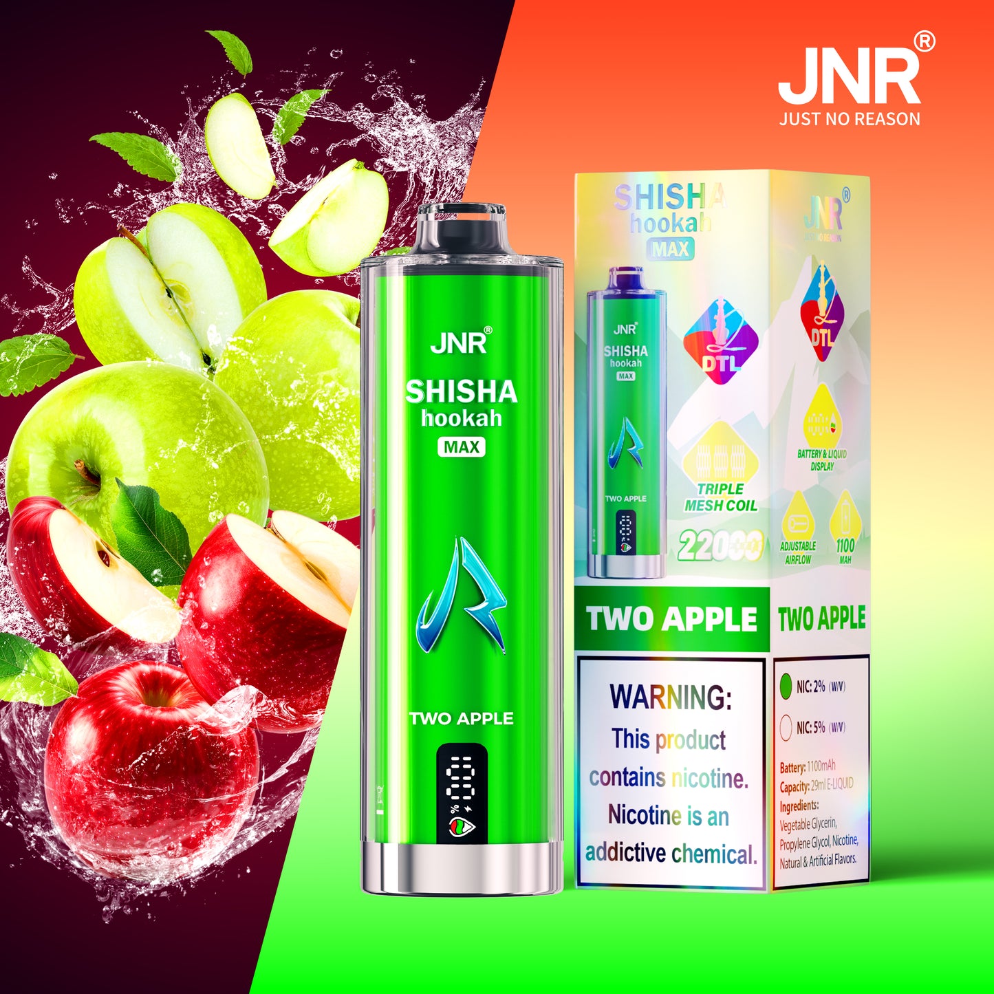 JNR Shisha Max 22000 22K Puffs Original Hookah Edition Disposable Vape Pen