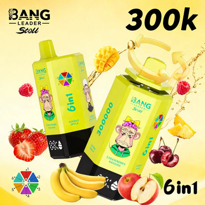 Bang Leader 300K 300000 Puffs 6 in 1 Flavors & 6 oil tanks Rechargeable LCD Display Disposable Vape EU Warehouse