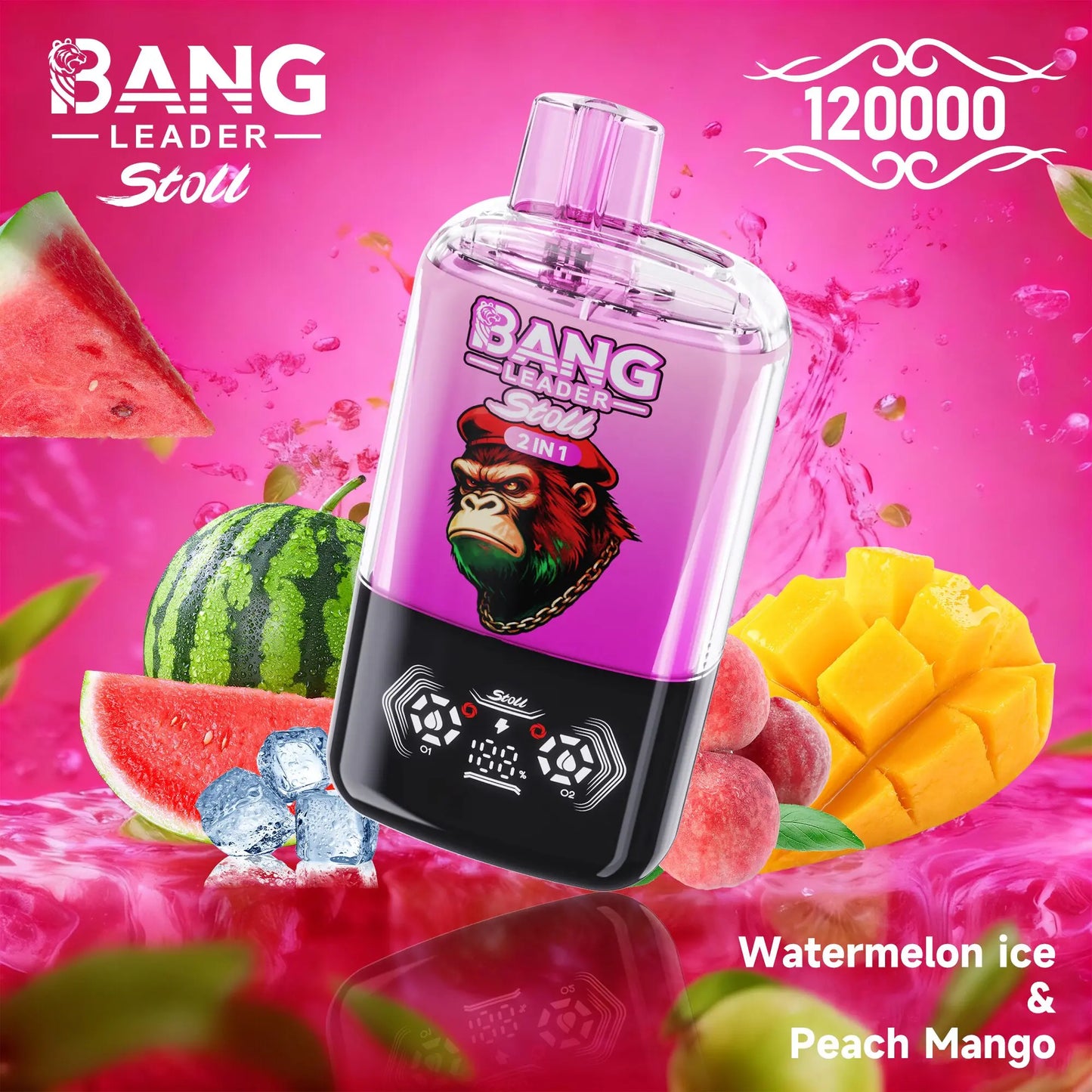 Bang Leader Stoll 120K 120000 Puffs Double Taste&Anti-Leak Design LED Display Disposable Vape