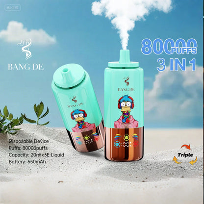Bang DE 80000 80k Puffs 3 in 1 Flavors Newest Original Rechargeable LCD Display Disposable Vape