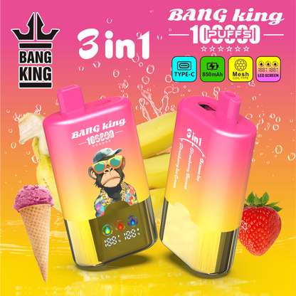 Bang King 100000 100K Puffs 3 In 1 Flavors Original Rechargeable LED Display Disposable Vape