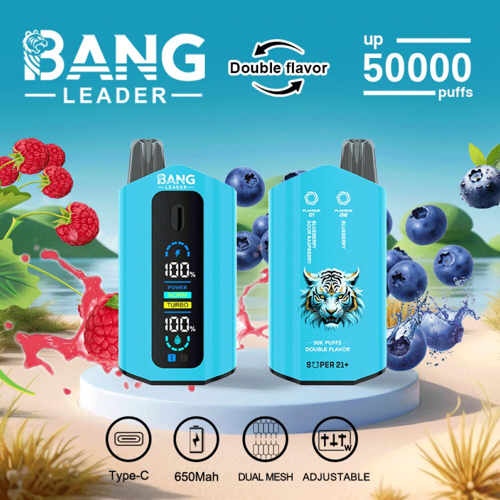 Bang Leader 50000 50K Puffs 2% 3% 5% Nicotine Double Taste LCD Display Disposable Vape