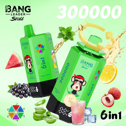 Bang Leader 300K 300000 Puffs 6-in-1 Flavors Rechargeable LED Display Disposable Vape