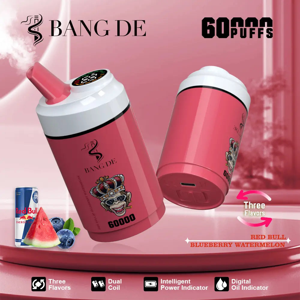 Bang DE 60000 60k Puffs 3 in 1 Flavors Newest Original Rechargeable LCD Display Disposable Vape
