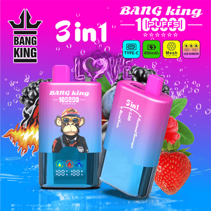 Bang King 100000 100K Puffs 3 In 1 Flavors Original Rechargeable LED Display Disposable Vape
