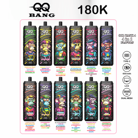 QQ Bang 180000 180K Puffs 4 In 1 Flavors LCD Display Rechargeable Disposable Vape