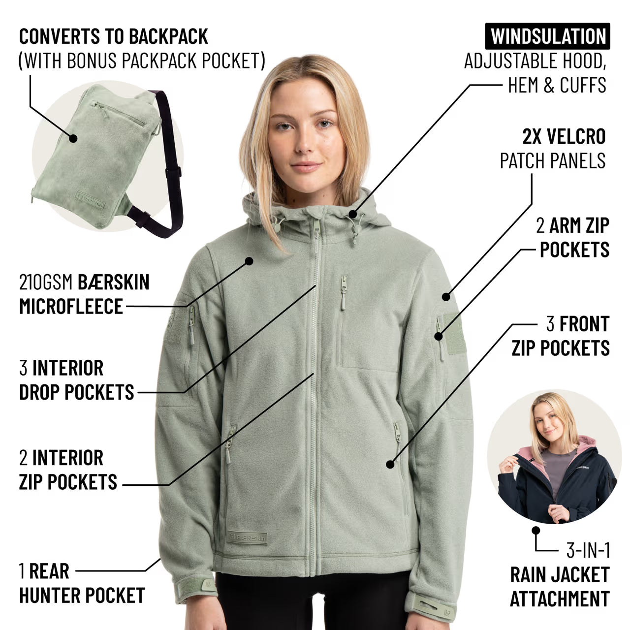 The World's Only Outdoor Hoodie That Becomes Its Own Backpack. 210gsm MicroFleece. 12 Pockets. Stuff It, Strap It, Keep Moving.