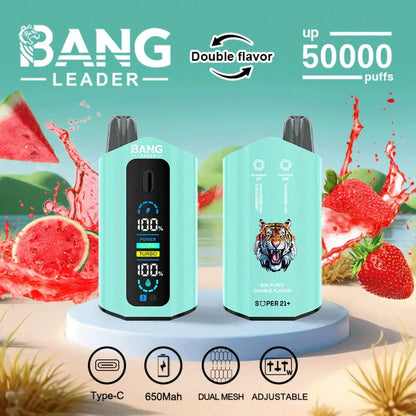 Bang Leader 50000 50K Puffs 2% 3% 5% Nicotine Double Taste LCD Display Disposable Vape