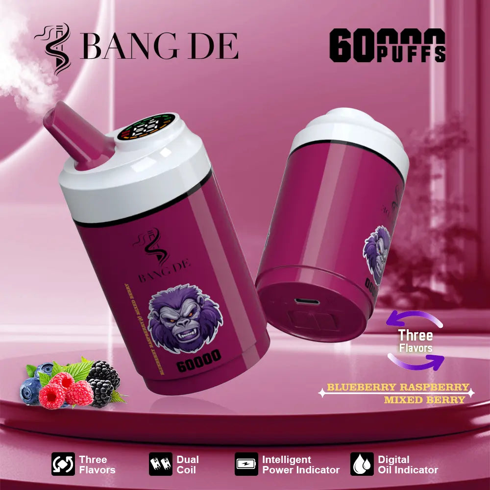 Bang DE 60000 60k Puffs 3 in 1 Flavors Newest Original Rechargeable LCD Display Disposable Vape