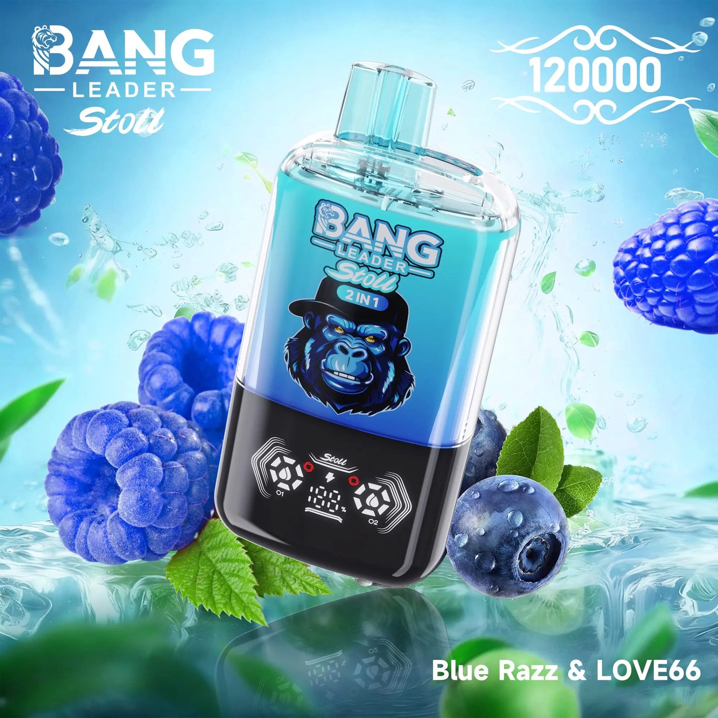 Bang Leader Stoll 120K 120000 Puffs Double Taste&Anti-Leak Design LED Display Disposable Vape