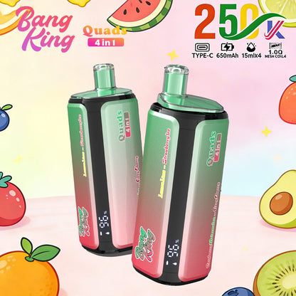 Bang King 250000 250K Puffs 4 In 1 Flavors Original Rechargeable LED Display Disposable Vape