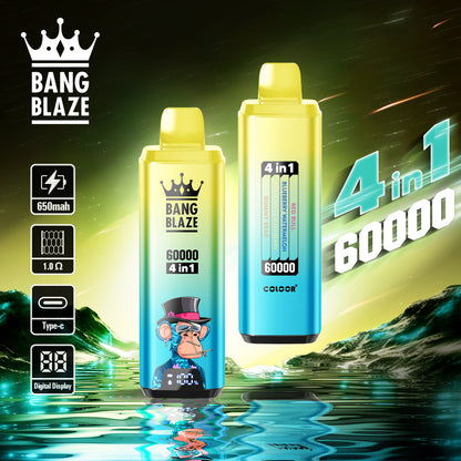 Bang Blaze 60000 60k Puffs 4 in 1 Flavors Newest Original Rechargeable LCD Display Disposable Vape