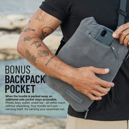 The World's Only Outdoor Hoodie That Becomes Its Own Backpack. 210gsm MicroFleece. 12 Pockets. Stuff It, Strap It, Keep Moving.