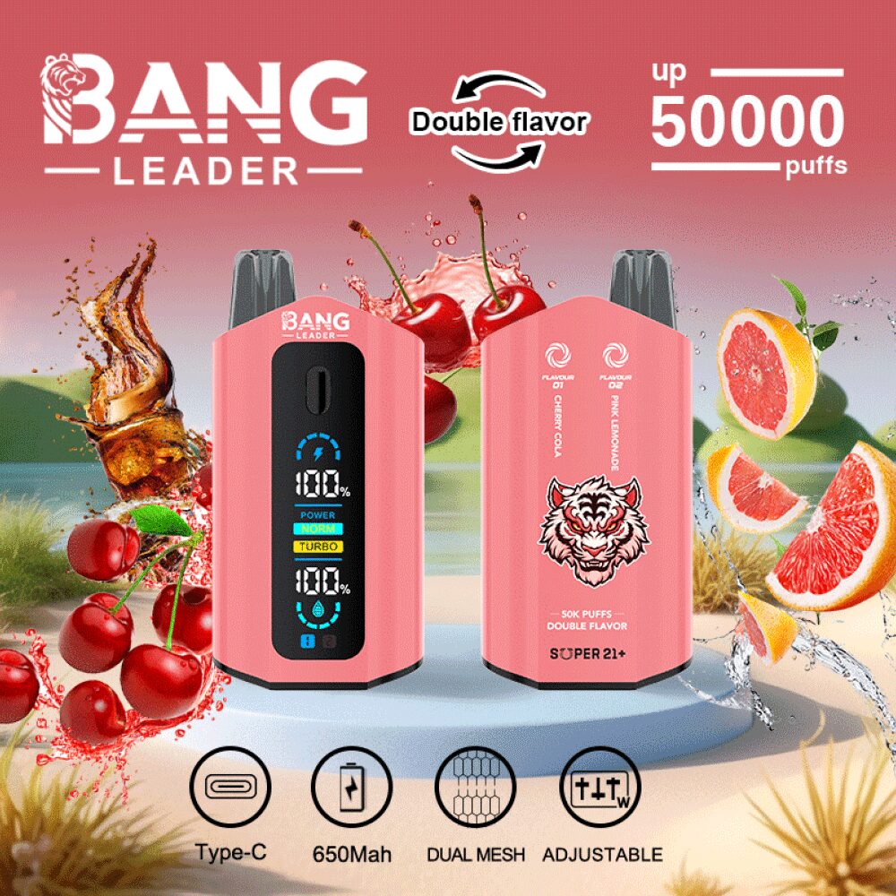 Bang Leader 50000 50K Puffs 2% 3% 5% Nicotine Double Taste LCD Display Disposable Vape