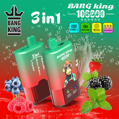 Bang King 100000 100K Puffs 3 In 1 Flavors Original Rechargeable LED Display Disposable Vape