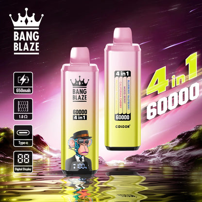 Bang Blaze 60000 60k Puffs 4 in 1 Flavors Newest Original Rechargeable LCD Display Disposable Vape