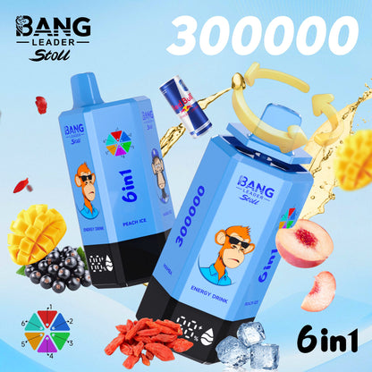 Bang Leader 300K 300000 Puffs 6-in-1 Flavors Rechargeable LED Display Disposable Vape