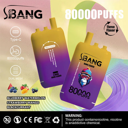 Bang Leader 80000 80K Puffs 3 in 1 Flavors Newest Original Rechargeable Disposable Vape
