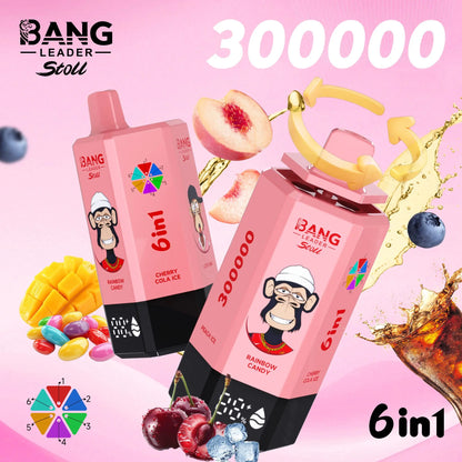 Bang Leader 300K 300000 Puffs 6-in-1 Flavors Rechargeable LED Display Disposable Vape