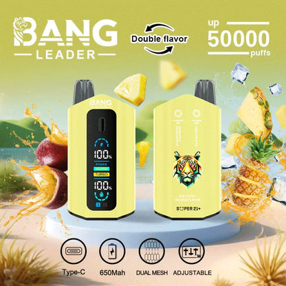Bang Leader 50000 50K Puffs 2% 3% 5% Nicotine Double Taste LCD Display Disposable Vape
