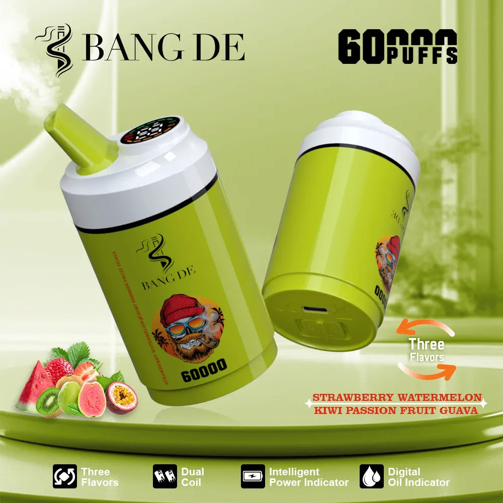 Bang DE 60000 60k Puffs 3 in 1 Flavors Newest Original Rechargeable LCD Display Disposable Vape