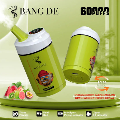 Bang DE 60000 60k Puffs 3 in 1 Flavors Newest Original Rechargeable LCD Display Disposable Vape
